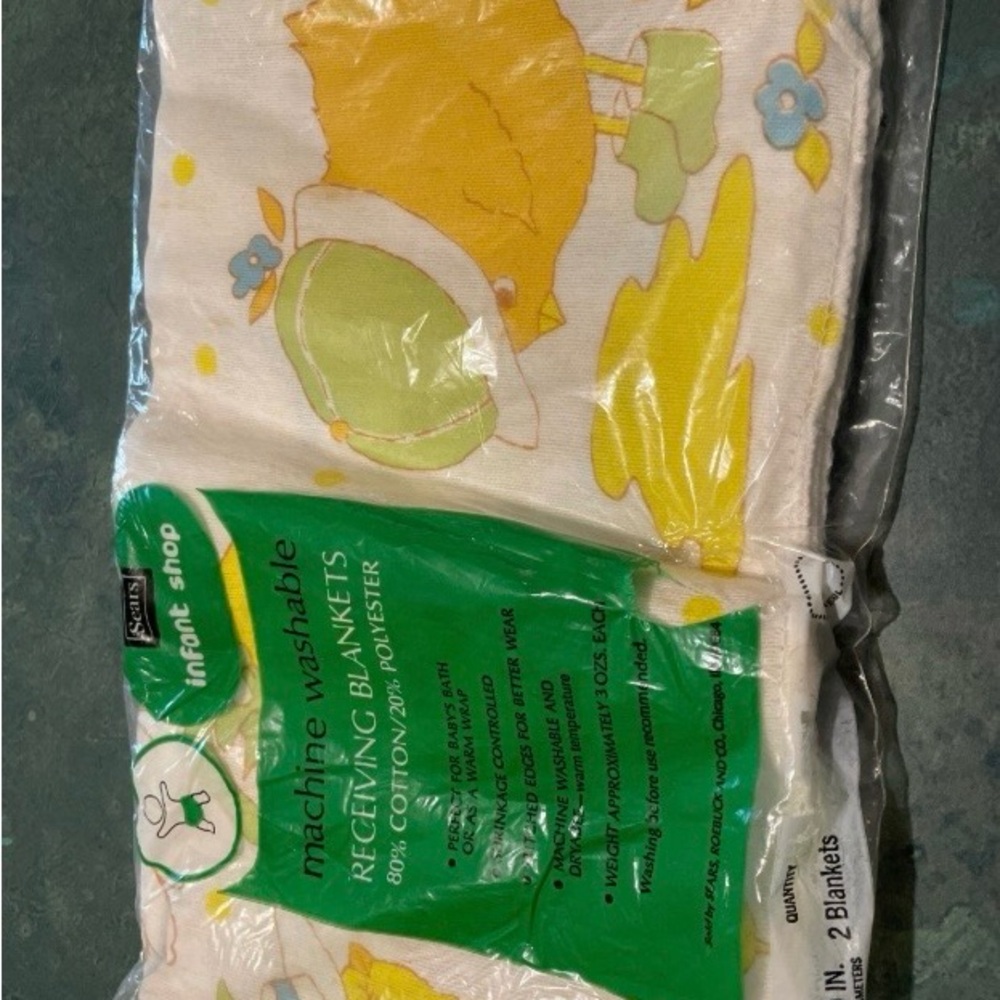 Infant Sears & Roebuck Vintage Yellow & White Receiving Blankets